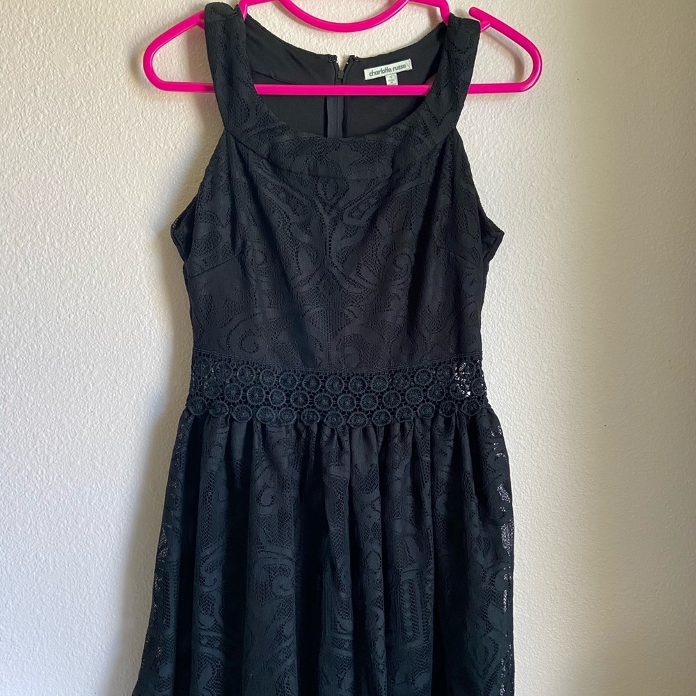 Charlotte Russe black embroidered flowy dress